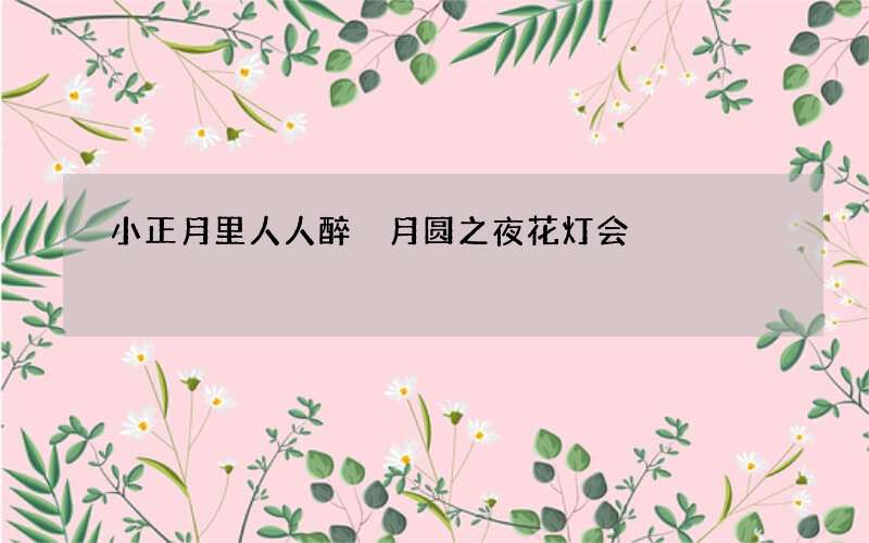 小正月里人人醉 月圆之夜花灯会